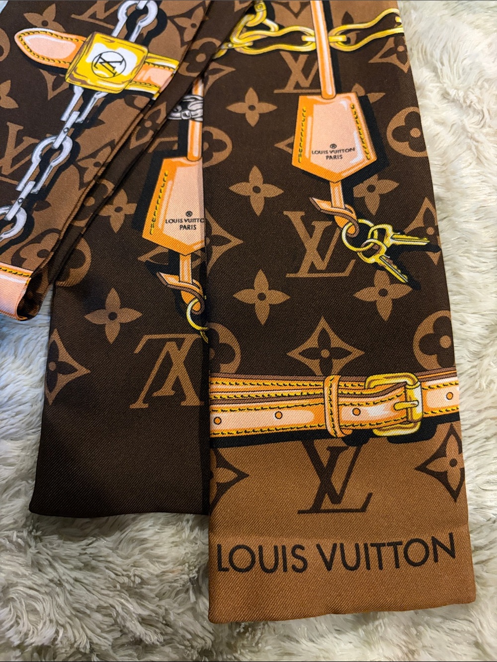 Louis Vuitton Brown Monogram confidential bandeau designer scarf bag/hair scarf - Picture 8 of 9